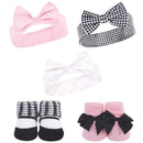 Baby Vision 5Pk Unisex Baby Headband & Socks Set, Houndstooth, 0/9M Image 1