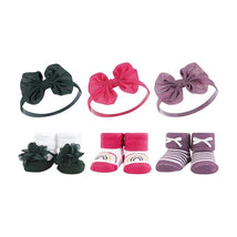 Baby Vision 6Pk Chiffon Bow Headband And Sock Set, Green Purple Image 1