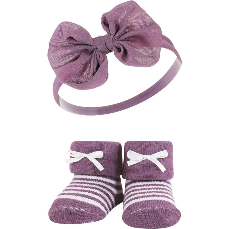 Baby Vision 6Pk Chiffon Bow Headband And Sock Set, Green Purple Image 3