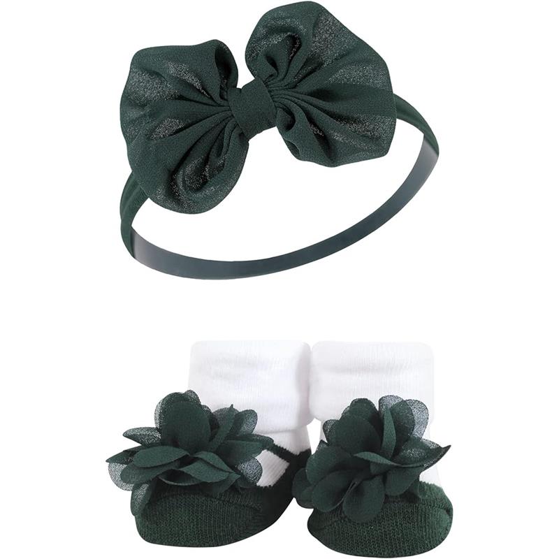 Baby Vision 6Pk Chiffon Bow Headband And Sock Set, Green Purple Image 4