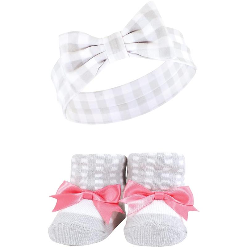 Baby Vision 6Pk Headband & Socks, Pink/Charcoal Image 2