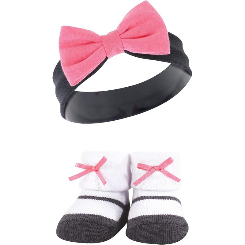 Baby Vision 6Pk Headband & Socks, Pink/Charcoal Image 4