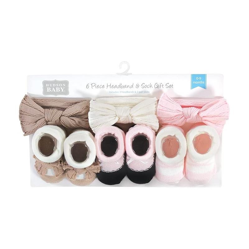 Baby Vision 6Pk Knit Headband & Sock Set, Pink Taupe Image 5