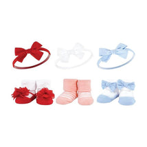 Baby Vision 6Pk Linen Headband & Sock Set, Red Blue Image 1