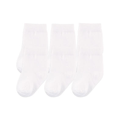 Baby Vision organic cotton casual socks, six pairs in white, featuring a comfortable, ribbed design.