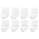 Baby Vision 8Pk Baby Newborn and Baby Terry Socks White Image 1