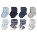Baby Vision 8Pk Unisex Cotton Rich Newborn and Terry Socks, Boy Stripe Image 2