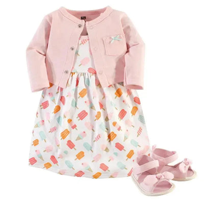 Baby Vision - Baby Girl Cardigan, Dress And Shoes Set, Ice Cream Image 1