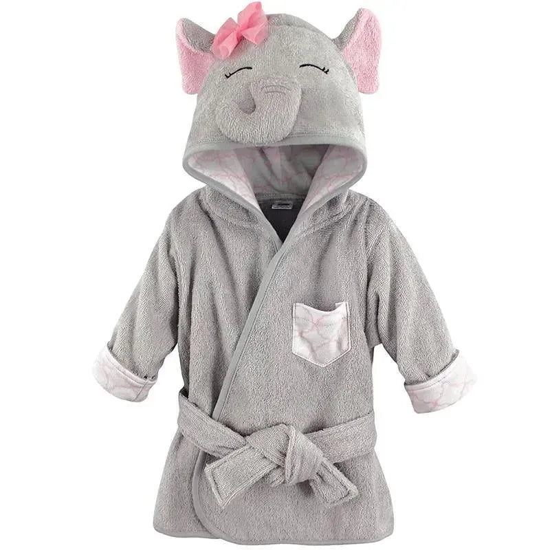 Baby Vision Cotton Animal Face Bathrobe, Pretty Elephant Image 1