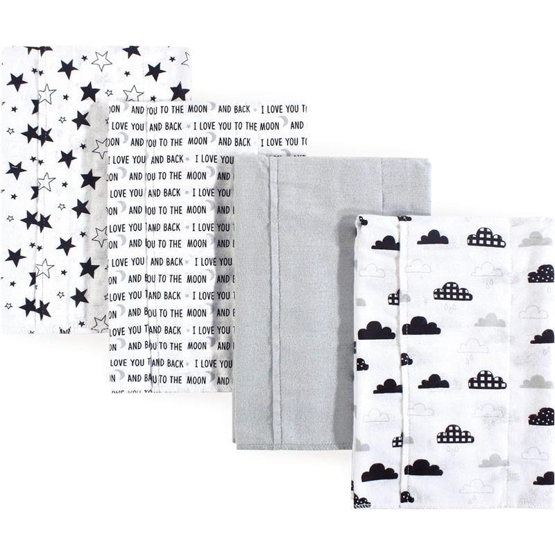 Baby Vision - Hudson Baby Cotton Flannel Burp Cloths, Moon & Back Image 1