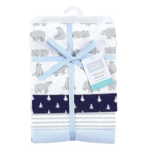 Baby Vision - Hudson Baby Cotton Flannel Receiving Blankets, Bear Poses Image 2
