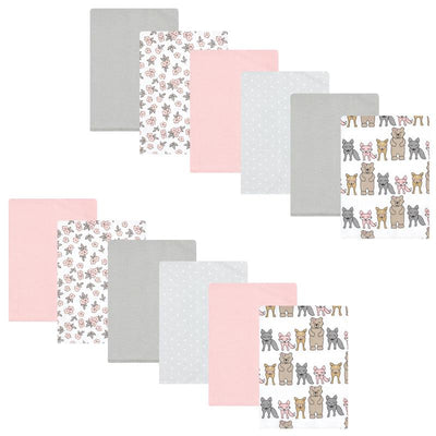 Baby Vision - Hudson Baby Unisex Baby Cotton Flannel Burp Cloths Bundle, Wild Forest Pink, One Size Image 1