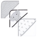 Baby Vision - Hudson Baby Unisex Baby Cotton Rich Hooded Towels, Gray Modern Elephant, One Size Image 2