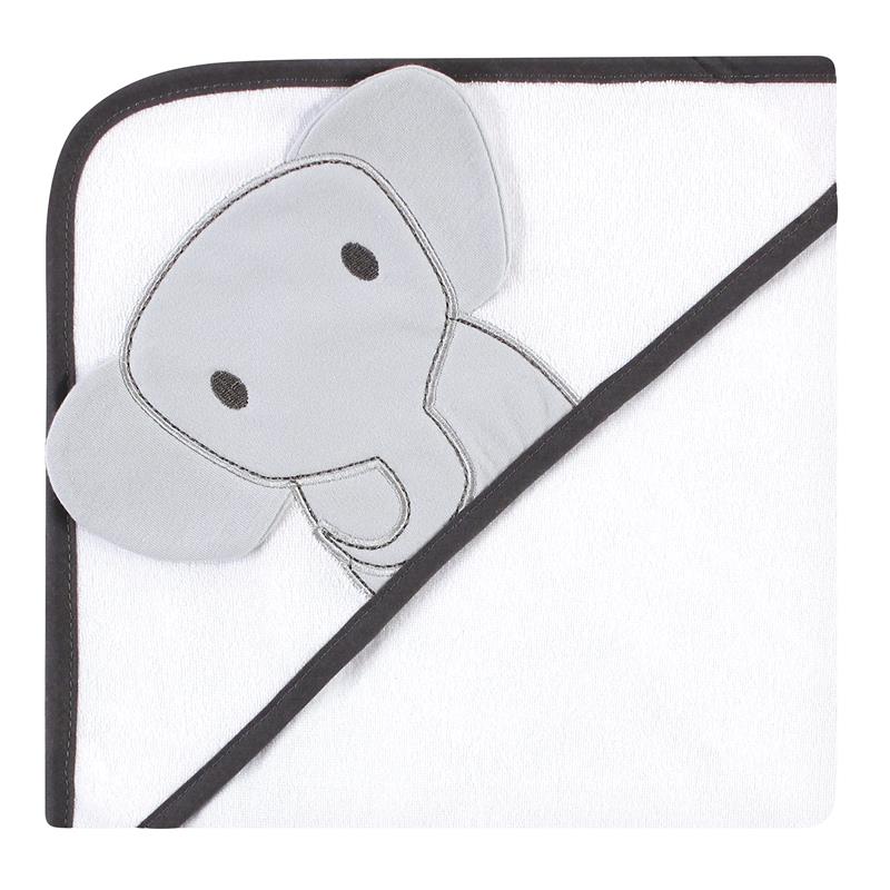 Baby Vision - Hudson Baby Unisex Baby Cotton Rich Hooded Towels, Gray Modern Elephant, One Size Image 4