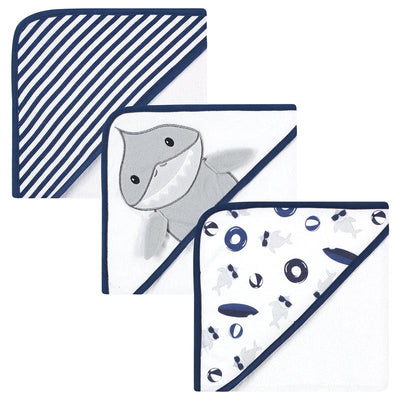 Baby Vision - Hudson Baby Unisex Baby Cotton Rich Hooded Towels, Gray Shark, One Size Image 1