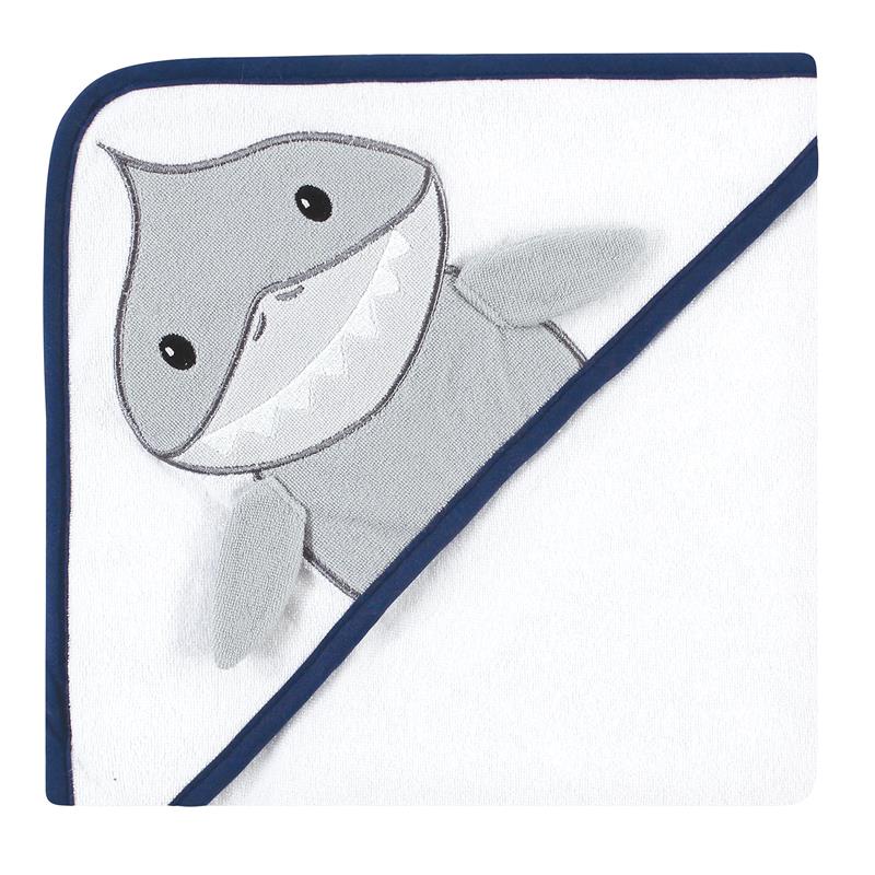 Baby Vision - Hudson Baby Unisex Baby Cotton Rich Hooded Towels, Gray Shark, One Size Image 4