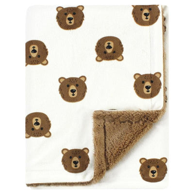 Baby Vision - Hudson Baby Unisex Baby Plush Blanket with Furry Binding and Back, Brown Bear, One Size Image 1