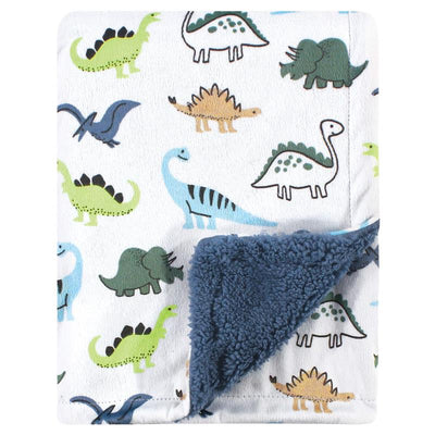 Baby Vision - Hudson Baby Unisex Baby Plush Mink and Sherpa Blanket, Dino Image 1
