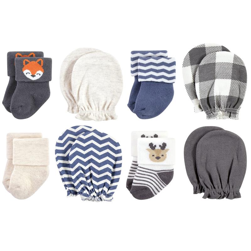 Baby Vision - Hudson Baby Unisex Baby Socks and Mittens Set, Woodland Boy, 0/6M Image 1