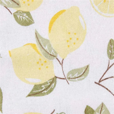 Unisex baby receiving blanket featuring a lemon pattern on a white background in soft cotton flannel.