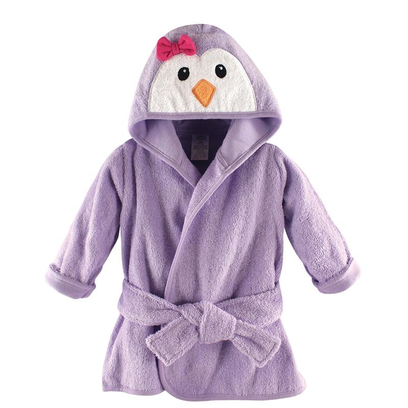 Baby Vision - Luvable Friends Unisex Baby Cotton Animal Face Bathrobe, Girl Penguin, One Size Image 1