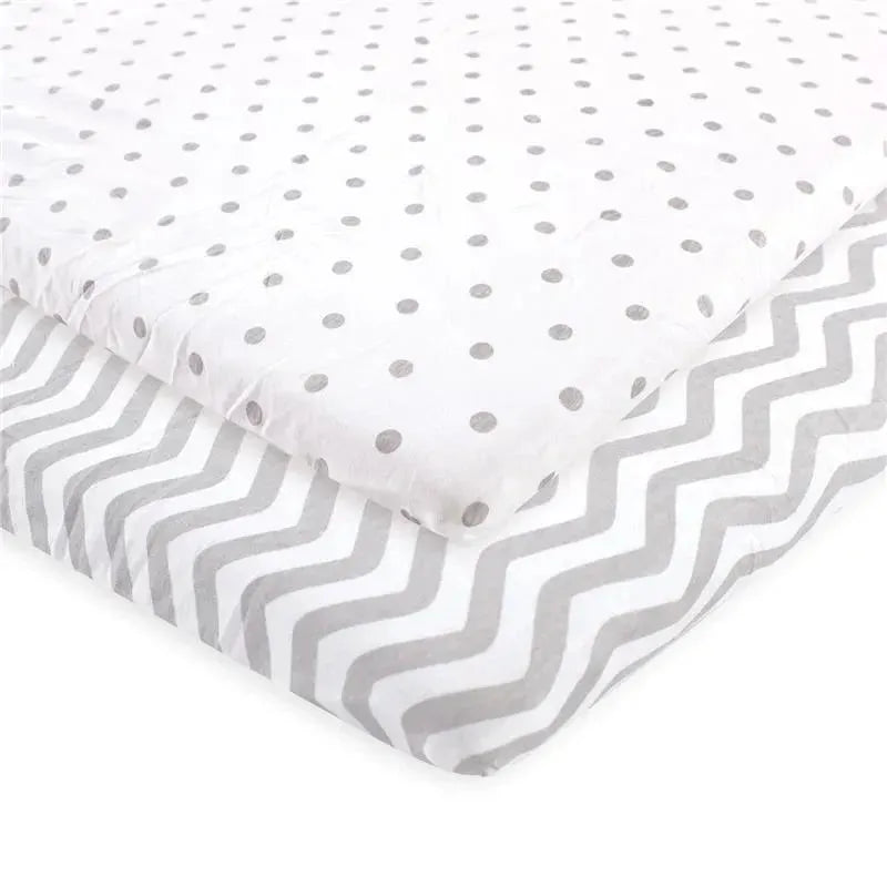 Baby Vision - Luvable Friends Unisex Baby Fitted Playard Sheet, Gray Chevron Dot Image 1