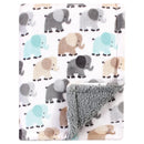 Baby Vision - Luvable Friends Unisex Baby Plush Blanket with Sherpa Back, Gray Elephant Image 1