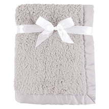 Baby Vision Sherpa Blanket With Satin Binding, Gray Image 1