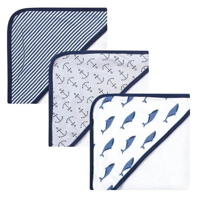 Baby Vision - Touched by Nature Unisex Baby Organic Cotton Hooded Towels, Blue Whale Image 1