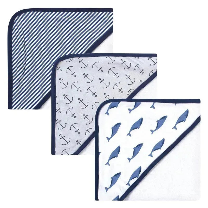 Baby Vision - Touched by Nature Unisex Baby Organic Cotton Hooded Towels, Blue Whale Image 1