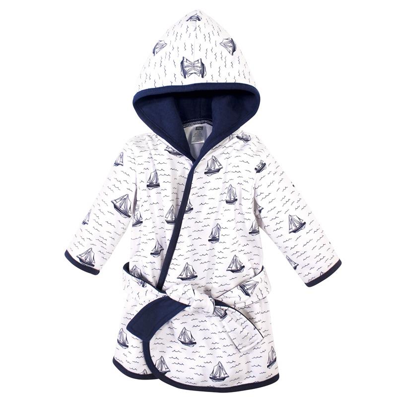 Baby Vision Unisex Baby Cotton Rich Bathrobe, Sailboat Image 2