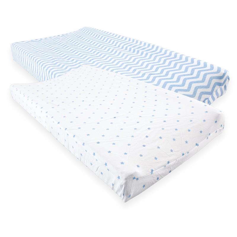 Baby Vision Unisex Baby Fitted Changing Pad Cover, Blue Chevron Stars, One Size Image 2
