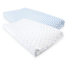 Baby Vision Unisex Baby Fitted Changing Pad Cover, Blue Chevron Stars, One Size Image 2
