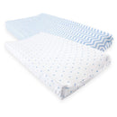 Baby Vision Unisex Baby Fitted Changing Pad Cover, Blue Chevron Stars, One Size Image 2
