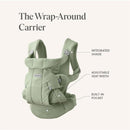Babybjorn Baby Carrier Hold in Sand Gray features integrated shade, adjustable seat width, and a built-in pocket.