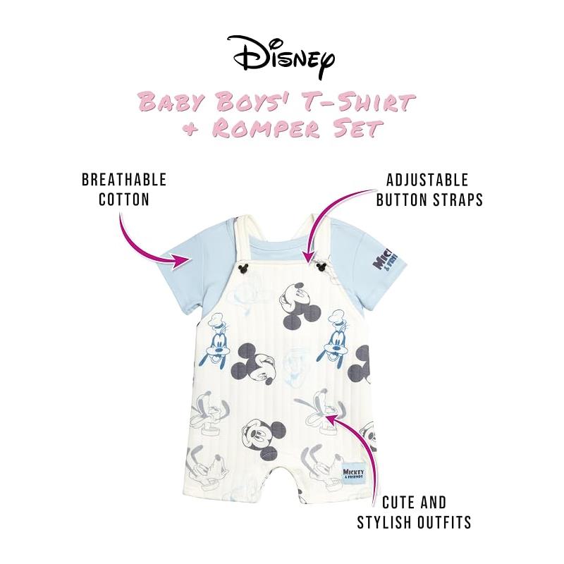 Babyfair 2Pk Disney Boy Overall & Shirt, Blue Mickey Image 2