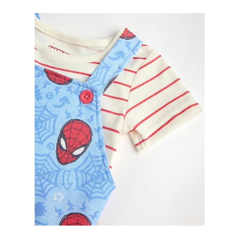 Babyfair 2Pk Disney Boy Overall & Shirt, Blue/Red, Spider Man Image 2
