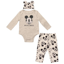 Babyfair 3Pk Disney Boy Bodysuit, Pants & Hat, Light Grey Mickey Image 1
