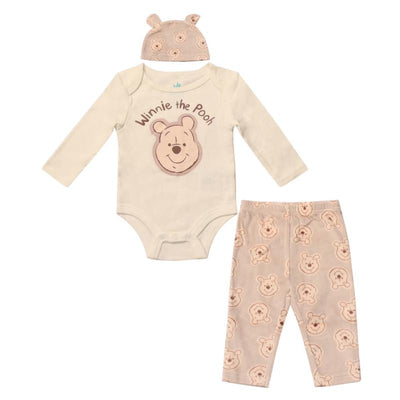Babyfair 3Pk Disney Boy Bodysuit, Pants & Hat, Winnie The Pooh Image 1