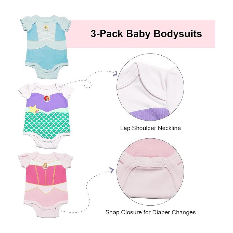 Babyfair 3Pk Disney Girl Bodysuit Princess Image 4