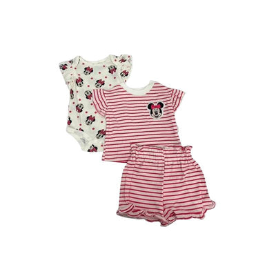 Babyfair 3Pk Disney Girl Short, Shirt & Bodysuit Set, Red Minnie Image 1