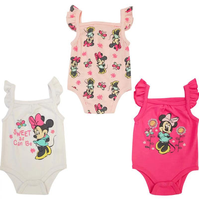 Babyfair 3Pk Disney Girl Short Sleeve Bodysuit, Minnie Image 1