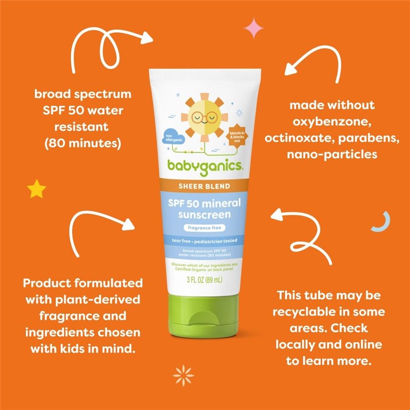 Babyganics Kids Mineral Sunscreen Lotion SPF 50 - 3 fl oz Image 6