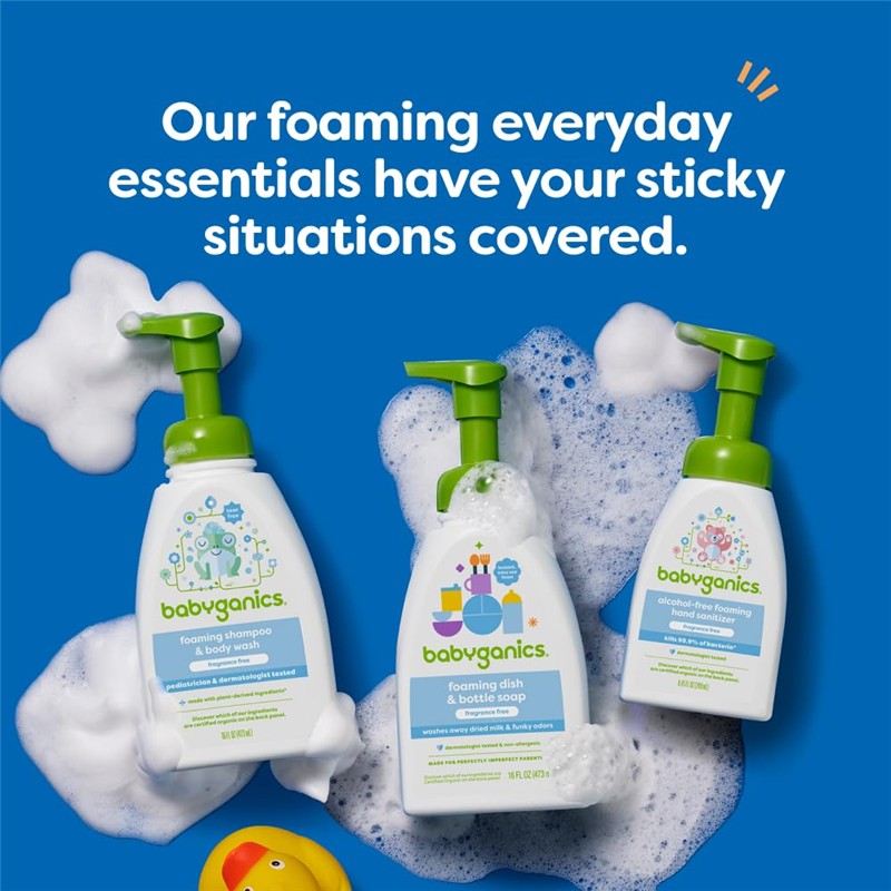 Babyganics - Baby Shampoo + Body Wash Pump Bottle Fragrance Free, 16 Oz Image 9