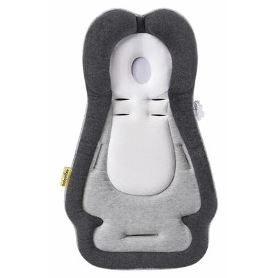 Cozymorpho newborn and infant head and body support pillow in smokey gray, featuring a soft design with an oval headrest.
