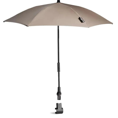 Babyzen YOYO Parasol in taupe, featuring a flexible arm and clamp for easy attachment to strollers.