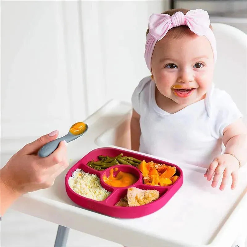 Bbluv - Yümi 4-Section Silicone Plate And Spoon, Pink Image 5