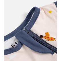 Sleep sack featuring a blue trim, with angel design and sun decoration, designed for babies 6-12 months, 0.5 Tog.