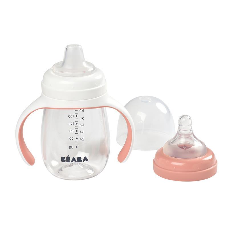 Beaba - 2-in-1 Bottle To Sippy Learning Cup, Rose Image 3