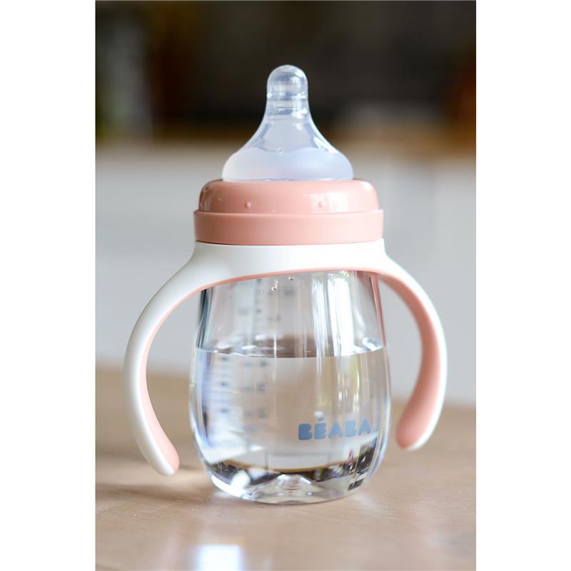 Beaba - 2-in-1 Bottle To Sippy Learning Cup, Rose Image 5